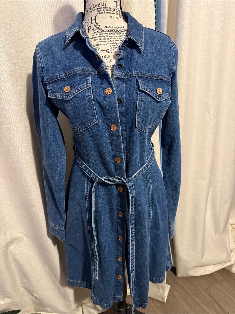 GAP Denim Button-Front Shirt Dress with Tie Waist | Size 8 | NWOT